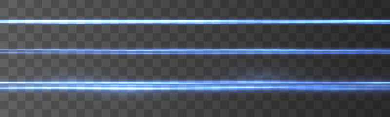 Fototapete - Magic soft horizontal neon lines. Set of abstract lens flares. Flash luminous blue line motion. Laser sparkle beams, glowing speed rays, sparks light effect. Luminous sparkling lined. Vector