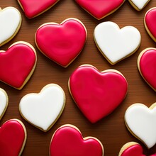 Heart Shaped Cookies. Perfect For Articles On Love Of Food, Valentines Day Etc.	

