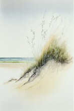 Sand Dunes On The Beach, Watercolor, AI Assisted Finalized In Photoshop By Me 