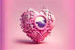 Abstract pink heart, generative ia