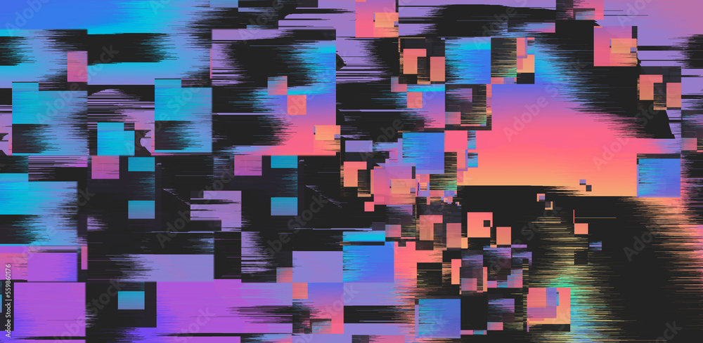Abstract geometric background with pixel noise and VHS like distortion ...