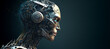 Portrait of cyborg robot head. Generative AI
