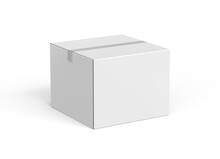 White Blank Corrugated Carton Box Isolated On White Background 3d Render For Transportation And Shipping Or Delivery Box