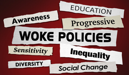 woke policies social justice education awareness headlines rules 3d illustration