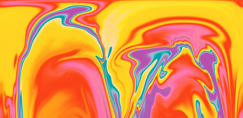 Poster - Abstract neon background with colorful leaks in psychedelic style.