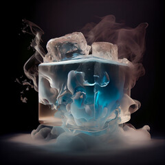 Canvas Print - Steaming block of ice generative ai