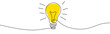 © artisttop - Turned on Lightbulb. Yellow continuous one line drawing of electric light bulb. Concept of idea emergence. Vector illustration