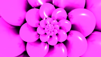 Poster - Rotating spiral in shape of flower. Design. Bright 3d animation with rotating round petals of spiral flower. Abstract animation of spiral in shape of flower or shell