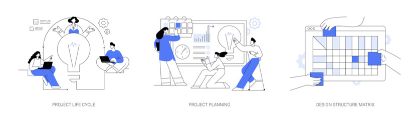 Poster - Project life cycle abstract concept vector illustrations.