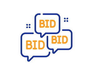 Aufkleber - Bid offer line icon. Auction sign. Raise the price up symbol. Colorful thin line outline concept. Linear style bid offer icon. Editable stroke. Vector