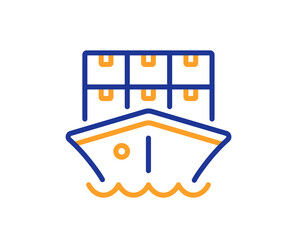 Poster - Shipment line icon. Logistic ship service sign. Delivery freight boxes symbol. Colorful thin line outline concept. Linear style shipment icon. Editable stroke. Vector
