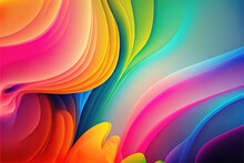  A Colorful Abstract Background With A Curved Design In The Center Of The Image Is A Multicolored Wave Of Colors And Shapes, With A Black Border Of White, 