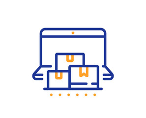 Poster - Online storage line icon. Internet delivery sign. Mobile device service symbol. Colorful thin line outline concept. Linear style online storage icon. Editable stroke. Vector