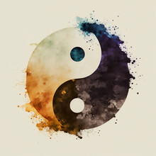 Yin Yang Symbol Watercolor