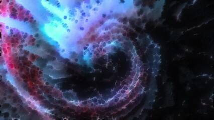 Poster - Colorful fog vortex with shiny particles. Motion. Cosmic swirling vortex of shimmering particles. Foggy 3d vortex twisting into spiral with particles