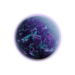 Wall Mural - 3d render, abstract planet symbol, geometric shape with neon light