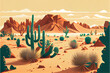 landscape with cactus, cactus in the desert. Generative AI.