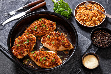 Sticker - chicken breasts with crunchy fried onion coating