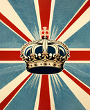 Fototapeta Londyn - Creative british style background with flowers and united kingdom uk flag, AI generated illustration