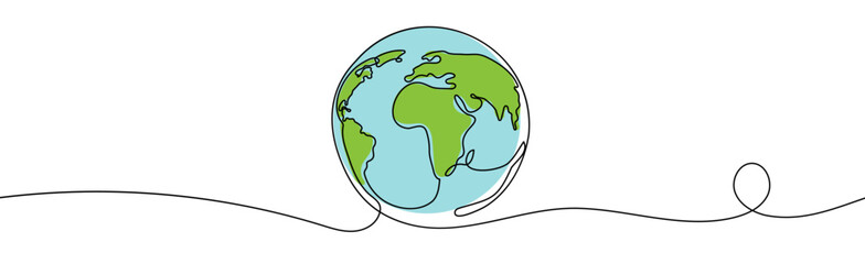 Poster - One line style world. Simple modern minimalism continuous earth vector