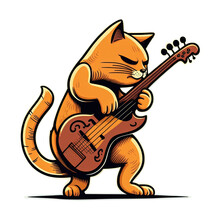 Jazz Cat Playing Electric Bass Guitar