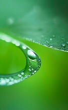 Water Drops On Green Leaf Created With Generative AI Technology