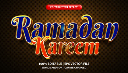 Wall Mural - Ramadan kareem, editable text effect template, shining bold font style