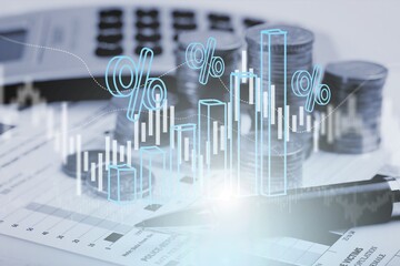 Poster - Golden coins with investment financial graph