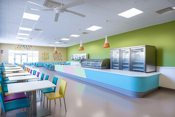 Wall Mural - School cafeteria. Generative AI