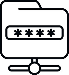 Sticker - Password folder icon outline vector. Computer data. Enigma education