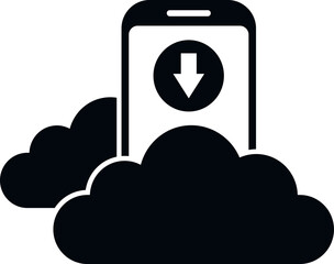 Poster - Smartphone data cloud icon simple vector. Backup storage. File server