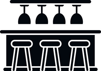 Sticker - Wooden bar counter icon simple vector. Table cafe. Drink chair