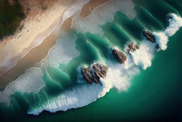 Wall Mural - surf from above. Generative AI
