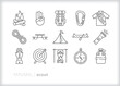 Set of scouting line icons for enjoying nature, learning about the outdoors, and enjoying recreational hobbies.