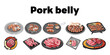 Grilled pork belly vector set collection graphic clipart design