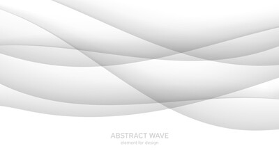 Wall Mural - Abstract white background with smooth gray lines, waves. Modern, luxury and fashion. Gradient geometric. Vector illustration.