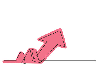 Poster - continuous line drawing of colored arrow - png image with transparent background