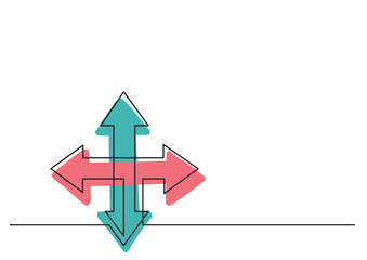 Poster - continuous line drawing of colored arrow - png image with transparent background