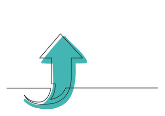 Poster - continuous line drawing of colored arrow - png image with transparent background