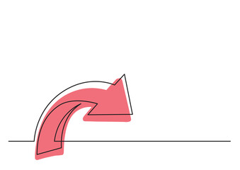 Poster - continuous line drawing of colored arrow - png image with transparent background