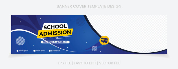Fototapete - banner social media school admission banner design