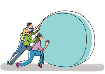 Poster - continuous line drawing business team efforts colored PNG image with transparent background