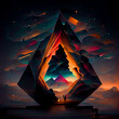unique due to ai triangular portal into aurora abstract and surreal