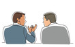continuous line drawing two men talking colored PNG image with transparent background