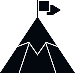 Wall Mural - Journey flag on mountain icon simple vector. Top career. Climb success