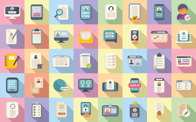 Poster - registration icons set flat vector. account create. new register