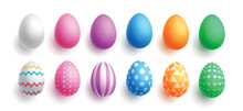 Easter eggs set vector design. Easter egg colorful collection elements for spring holiday layout in white isolated background. Vector Illustration. 
