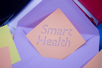 Poster - Smart Health. Text on adhesive note paper. Event, celebration reminder message.