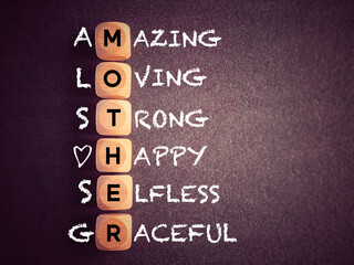 Mother's Day inspirational text quote background.