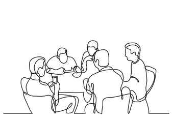 Poster - continuous line drawing team meeting - PNG image with transparent background